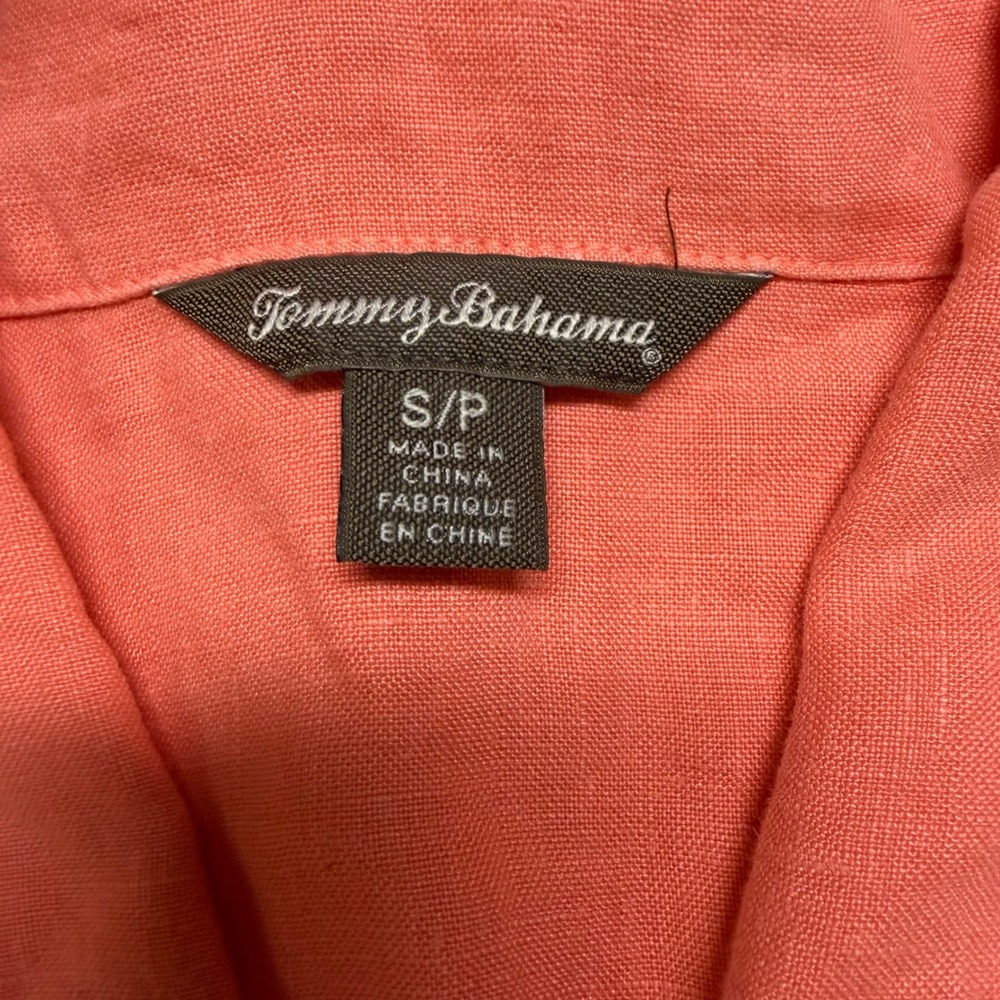 Tommy Bahama Womens Small Coral Orange 100% Linen Raw Hem Lightweight Jacket - Picture 3 of 6